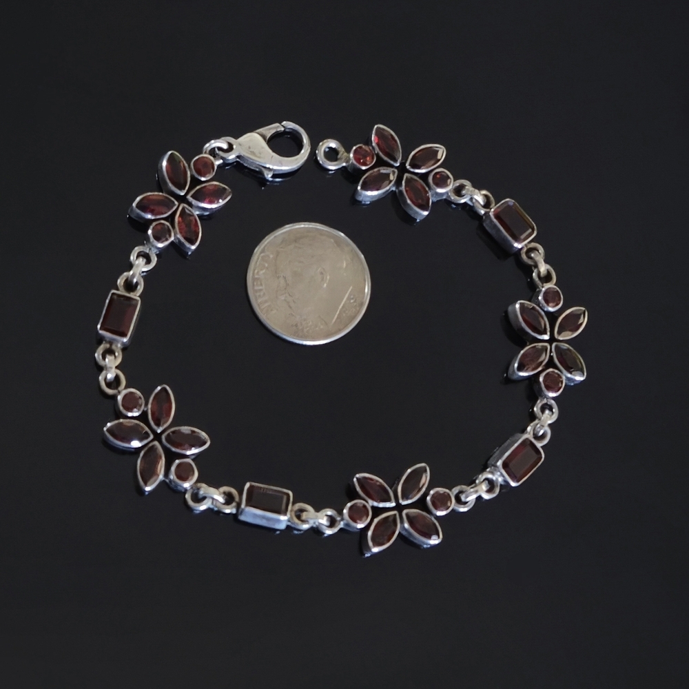 NICKY BUTLER 925 Sterling Silver Designer NB Bracelet Mozambique Garnet 7.25" - Picture 6 of 16